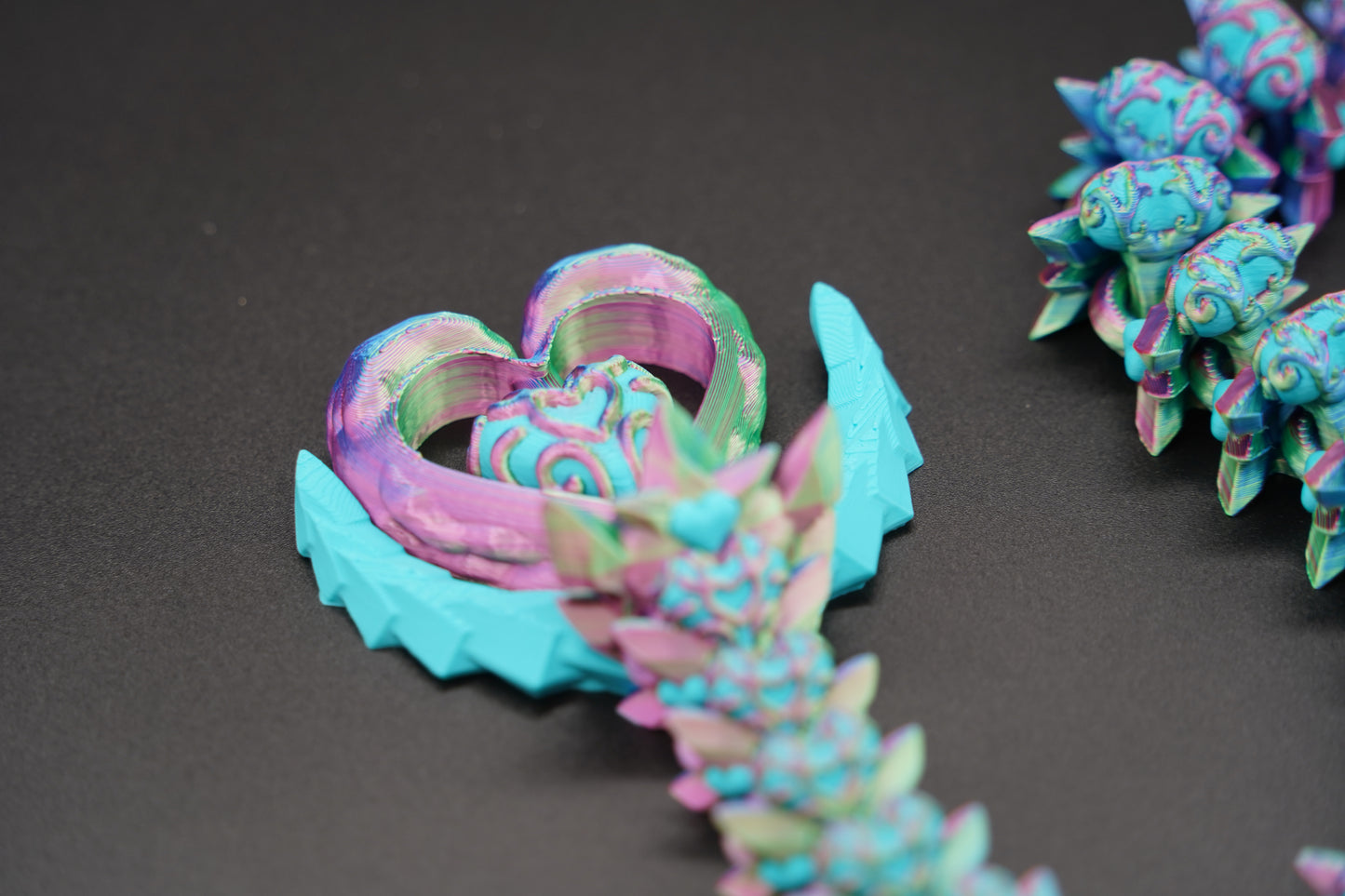 Dark Heart Dragon – Articulated 3D Printed Dragon (28" × 2.5")