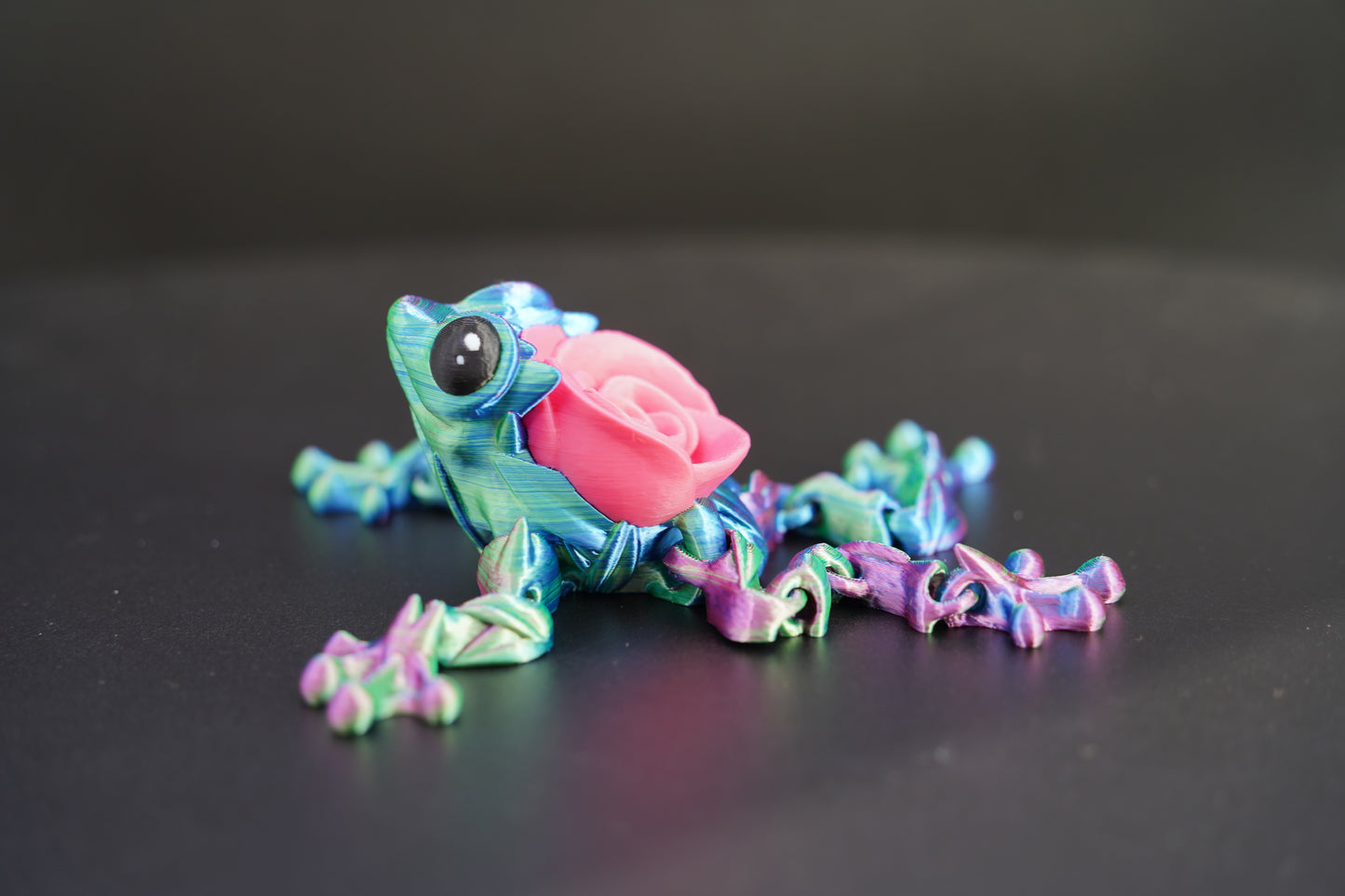 Mini Articulated Rose Frog – 3D Printed Poseable Frog (3” Long)