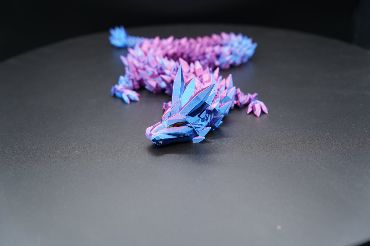 25" Crystal Dragon – Articulated 3D Printed Dragon (25" × 2.25")