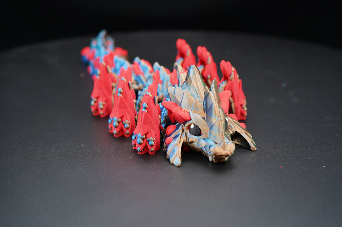 Baby Dune Striker – Articulated 3D Printed Dragon (11" × 2.5")