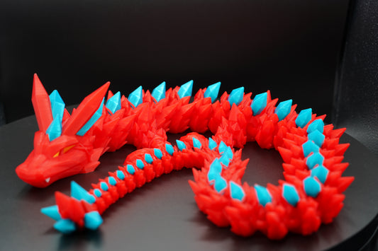 Crystal Mohawk Dragon – Articulated 3D Printed Dragon (44" × 4")