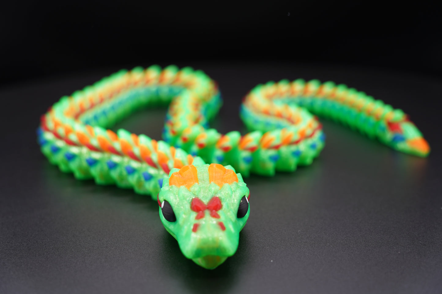 4 Color Snake – Articulated 3D Printed Snake (35" × 1.25")