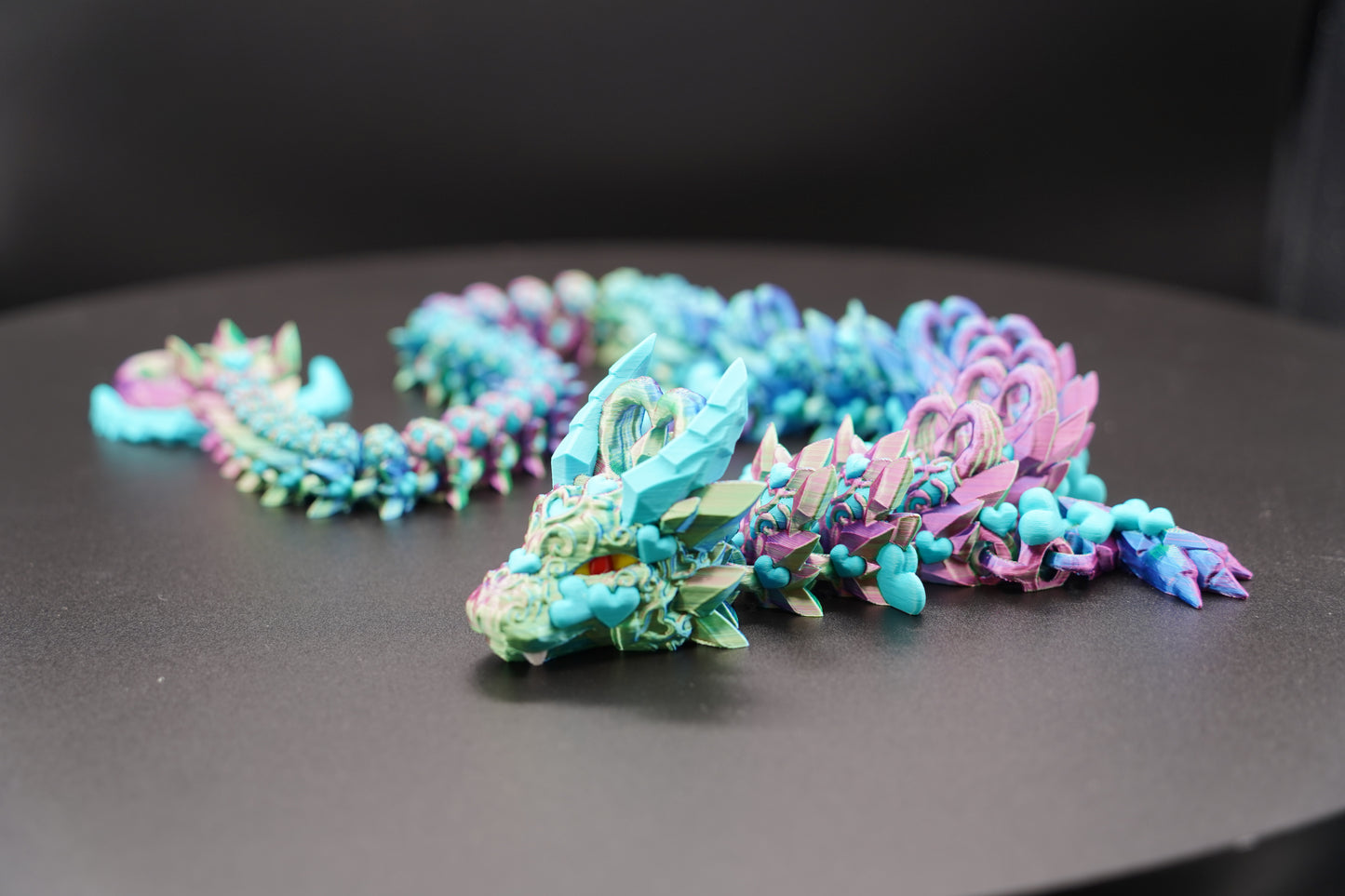 Dark Heart Dragon – Articulated 3D Printed Dragon (28" × 2.5")