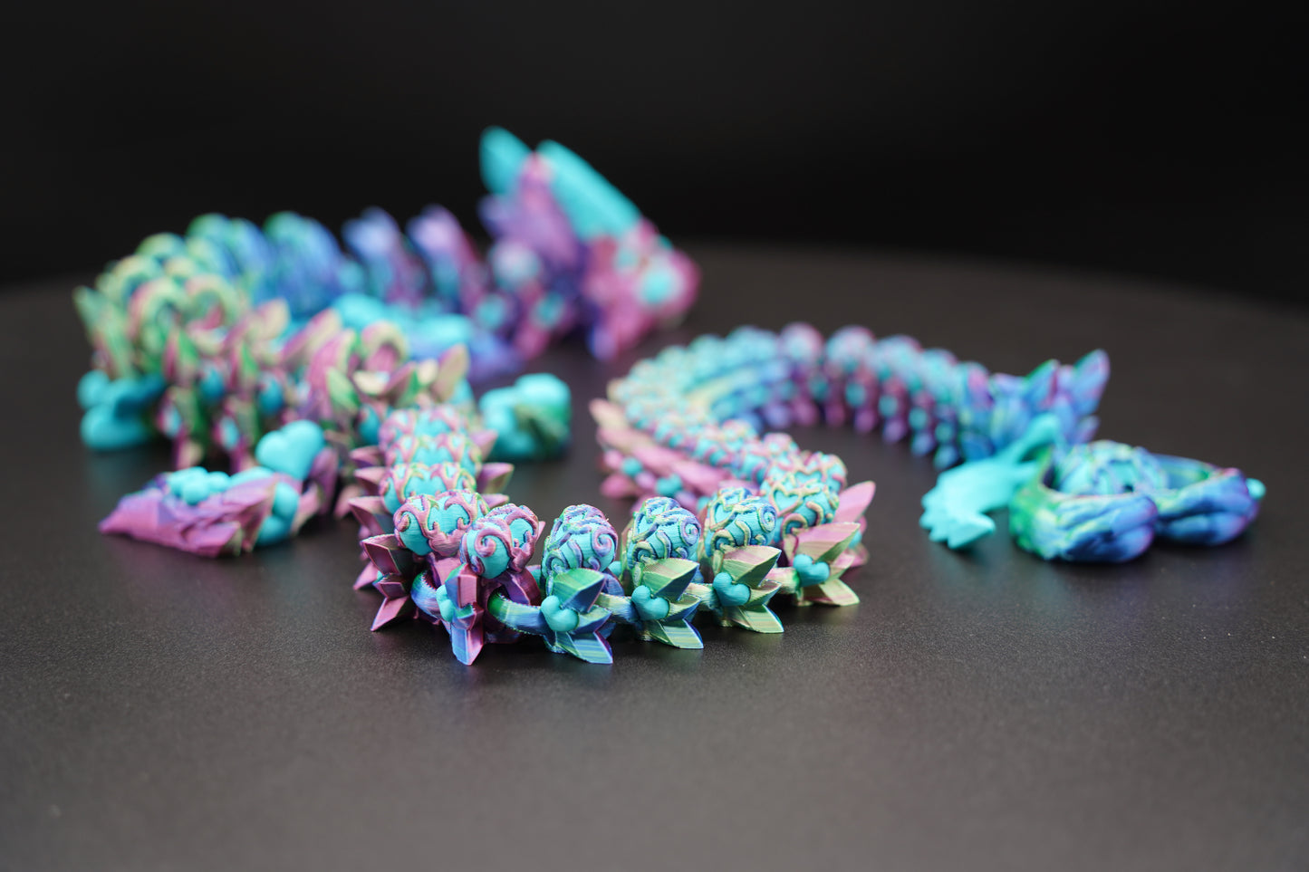 Dark Heart Dragon – Articulated 3D Printed Dragon (28" × 2.5")