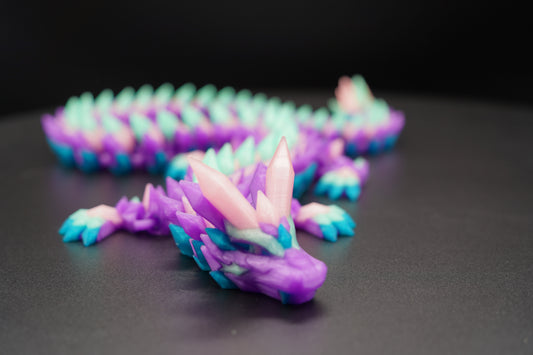 Crystal Dragon A1 – Articulated 3D Printed Dragon (26.5" × 2.25")