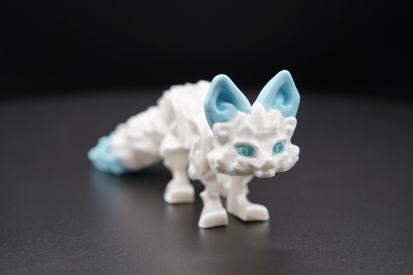 Ice Spirit Fox – Articulated 3D Printed Animal (8" × 2")