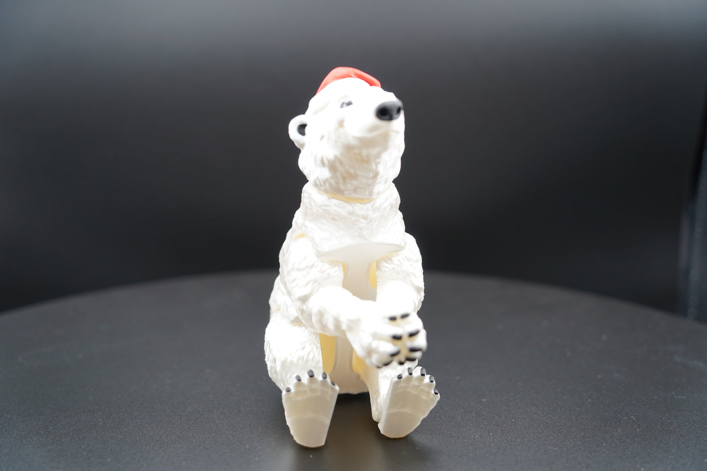 Polar Bear Santa Hat – Articulated 3D Printed Animal (7" × 6.5")