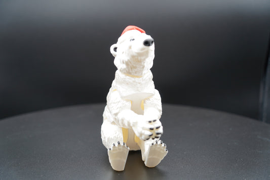 Polar Bear Santa Hat – Articulated 3D Printed Animal (7" × 6.5")