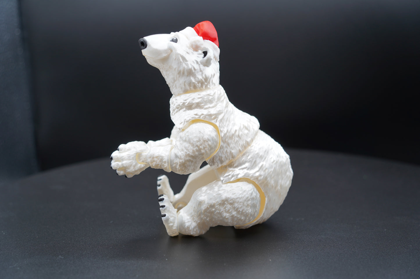 Polar Bear Santa Hat – Articulated 3D Printed Animal (7" × 6.5")