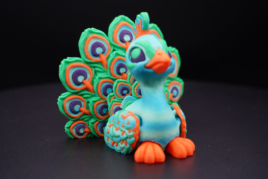 Peacock – Articulated 3D Printed Bird (4" × 5")