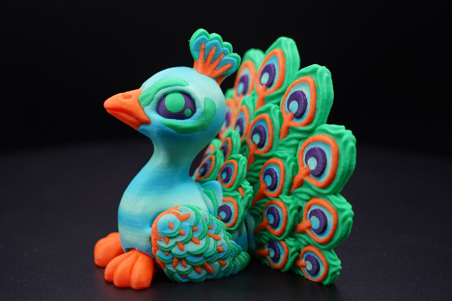Peacock – Articulated 3D Printed Bird (4" × 5")