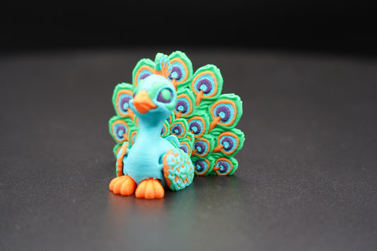 Mini Peacock – Articulated 3D Printed Peacock (2" × 2.5")