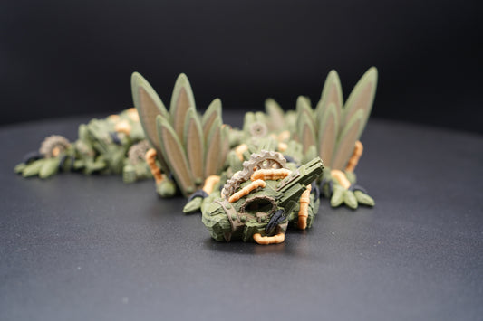 Steampunk Dragon Winged – Articulated 3D Printed Dragon (24.75" × 3")