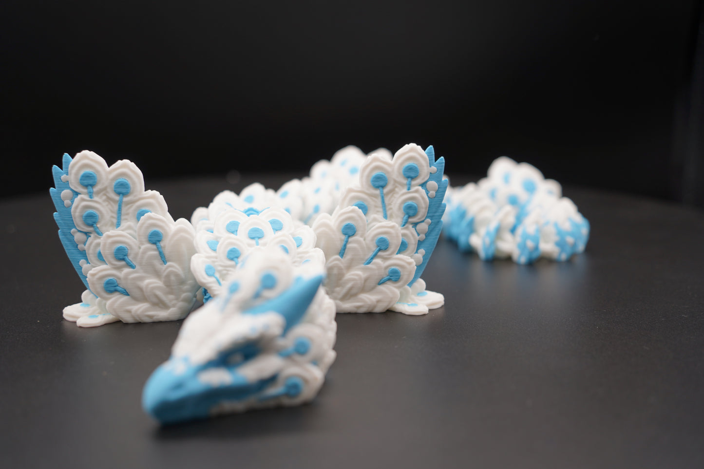 Peacock Dragon Winged – Articulated 3D Printed Dragon (23" × 3")