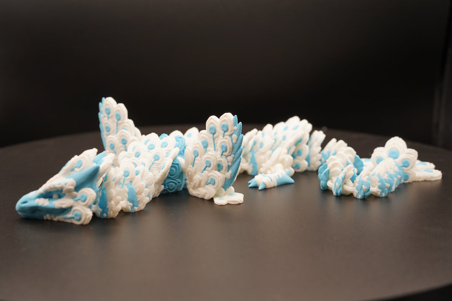 Peacock Dragon Winged – Articulated 3D Printed Dragon (23" × 3")