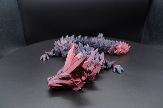 30" Crystal Dragon – Articulated 3D Printed Dragon (30" × 3")