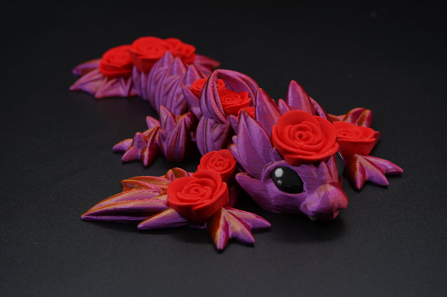 Rose Wyvern – Articulated 3D Printed Dragon (8" × 2")