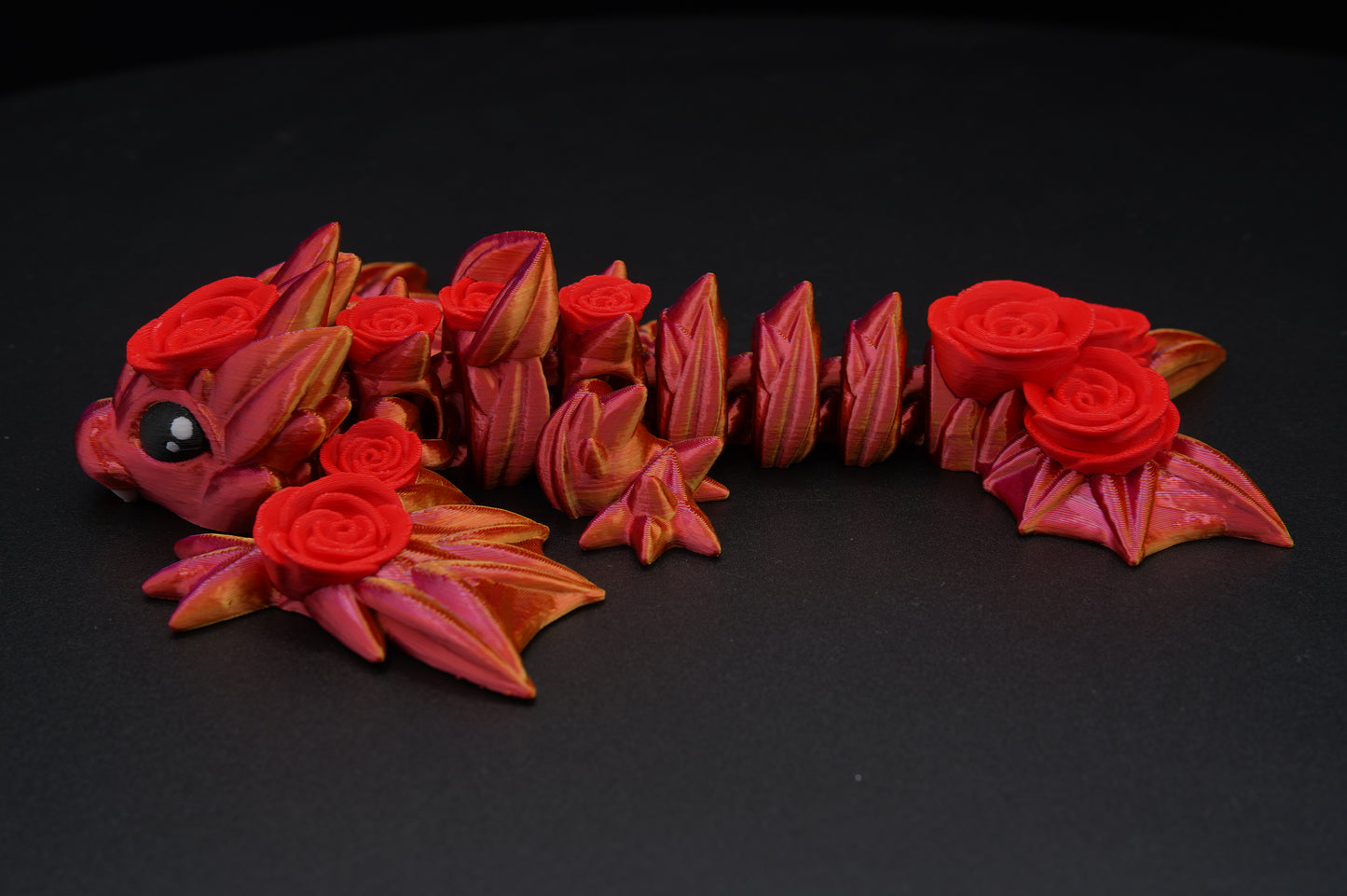 Rose Wyvern – Articulated 3D Printed Dragon (8" × 2")