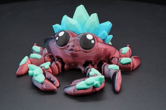 Crystal Crab – Articulated 3D Printed Crab (5.5" × 6" × 2.75" H)