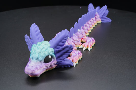 Baby Axolotl Dragon – Articulated 3D Printed Dragon (12" × 2.5")