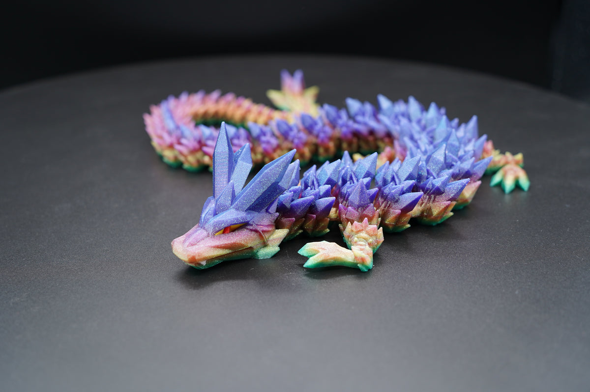 25" Crystal Dragon – Articulated 3D Printed Dragon (25" × 2.25")