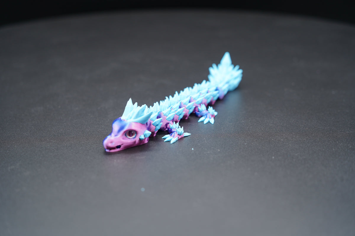 Crystal Dragon Key Chain – Articulated 3D Printed Dragon (7" × 1")