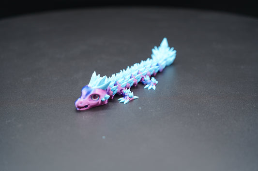 Crystal Dragon Key Chain – Articulated 3D Printed Dragon (7" × 1")