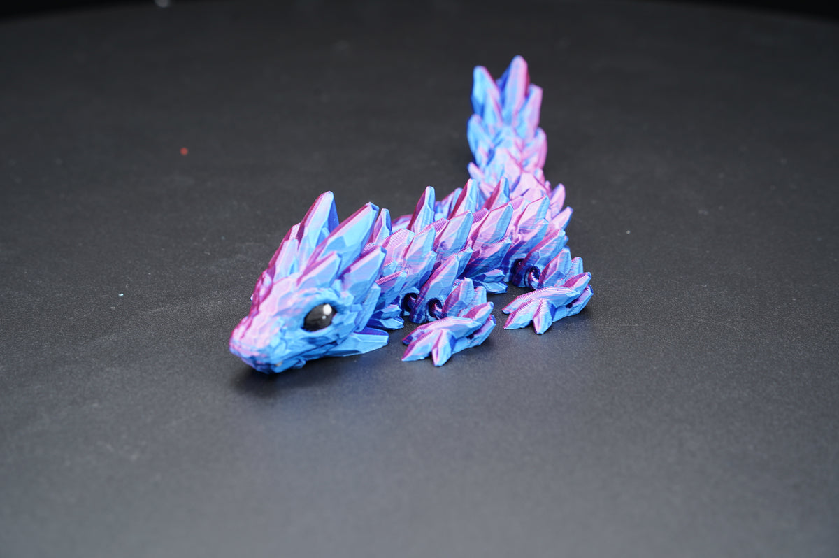 Small Baby Crystal Dragon – Articulated 3D Printed Dragon (7" × 1.5")