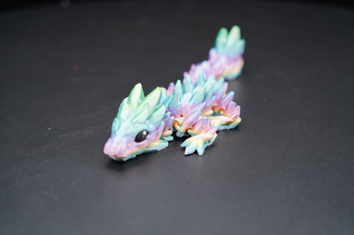 Small Baby Crystal Dragon – Articulated 3D Printed Dragon (7" × 1.5")