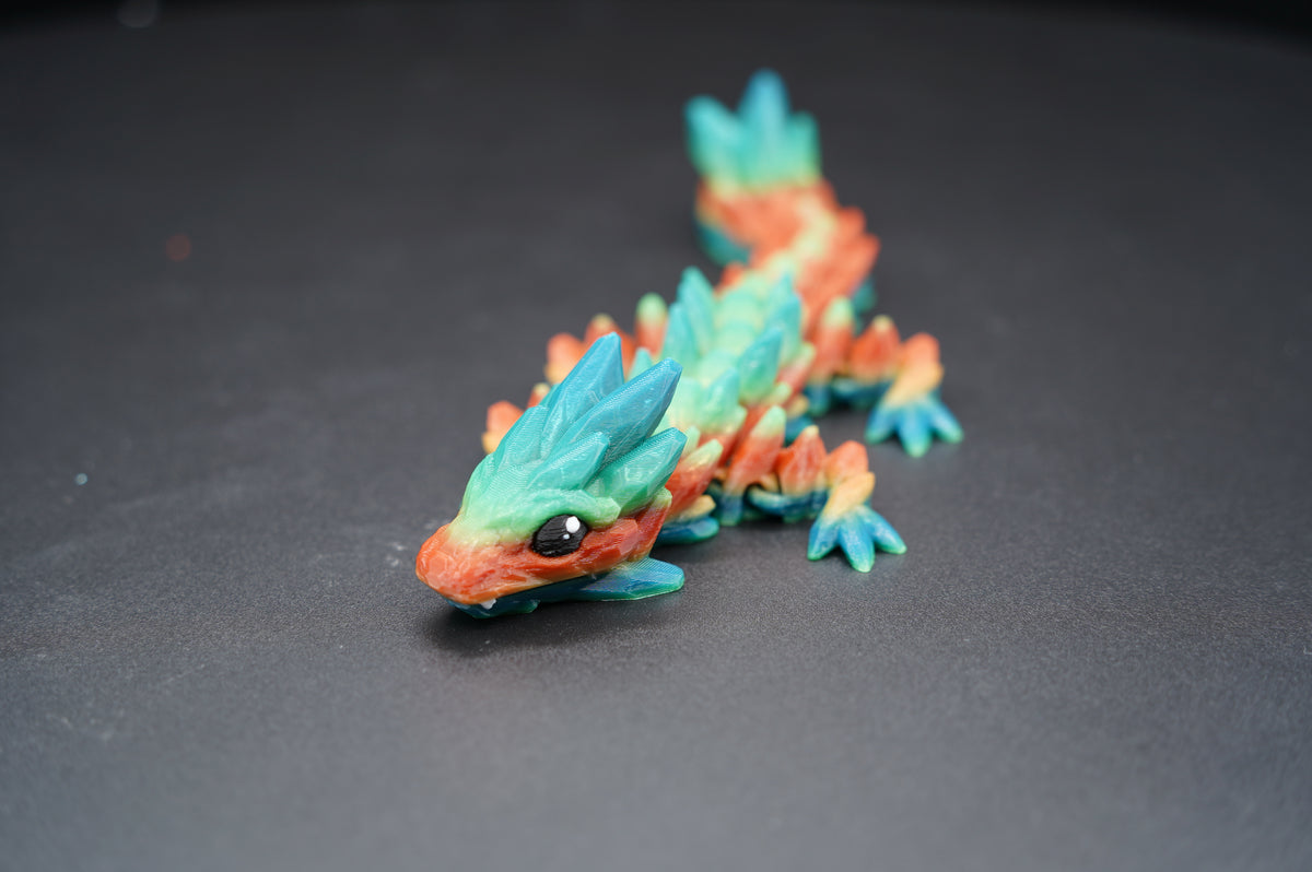 Small Baby Crystal Dragon – Articulated 3D Printed Dragon (7" × 1.5")