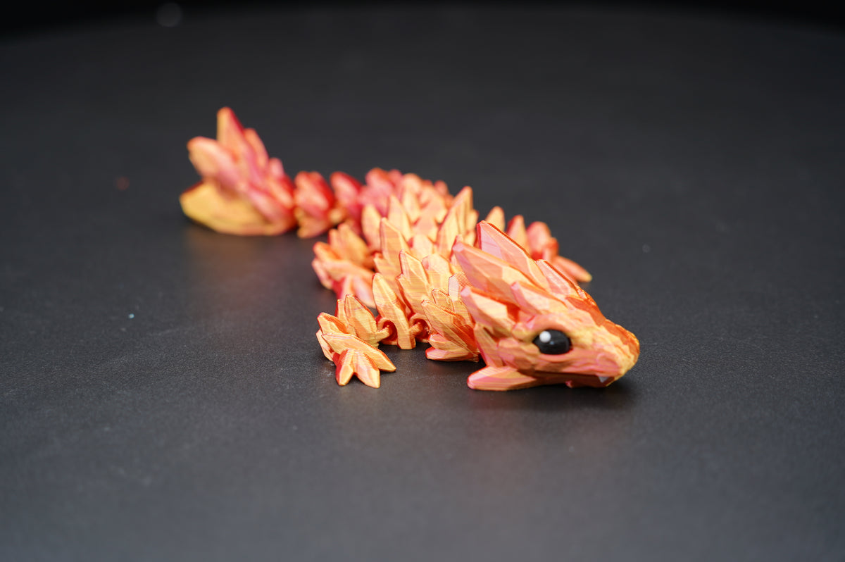 Small Baby Crystal Dragon – Articulated 3D Printed Dragon (7" × 1.5")