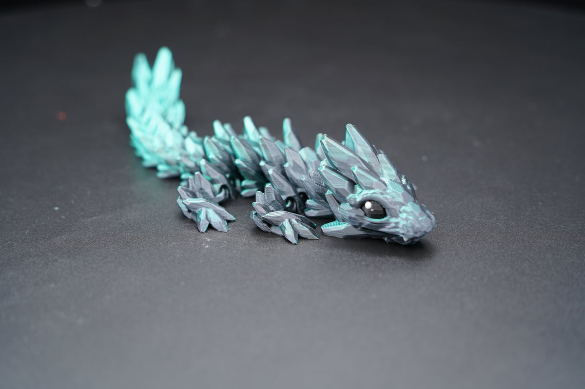 Small Baby Crystal Dragon – Articulated 3D Printed Dragon (7" × 1.5")
