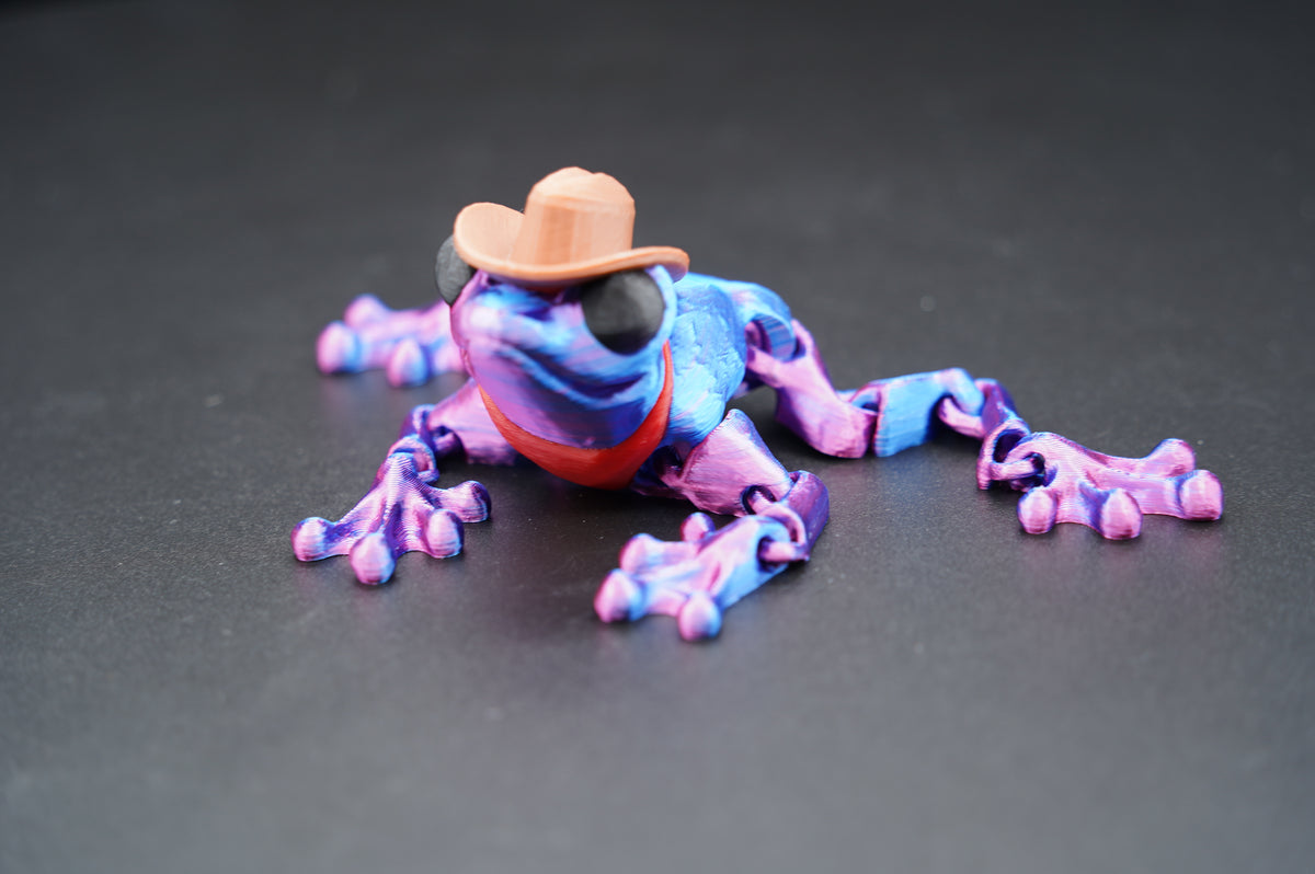 Cowboy Frog – Articulated 3D Printed Frog (4” × 2.5”)
